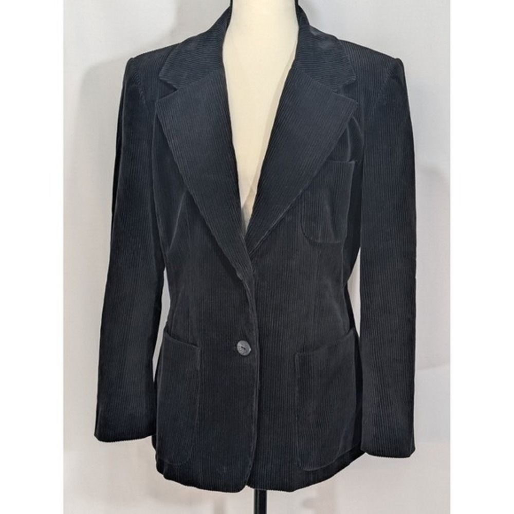 Vintage Alain Chabason Heavy Black Corduroy Blazer Made in France Petite 4 6
